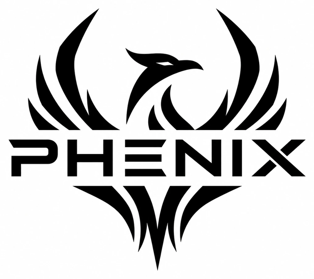PHENIX black emblem and lockup on white