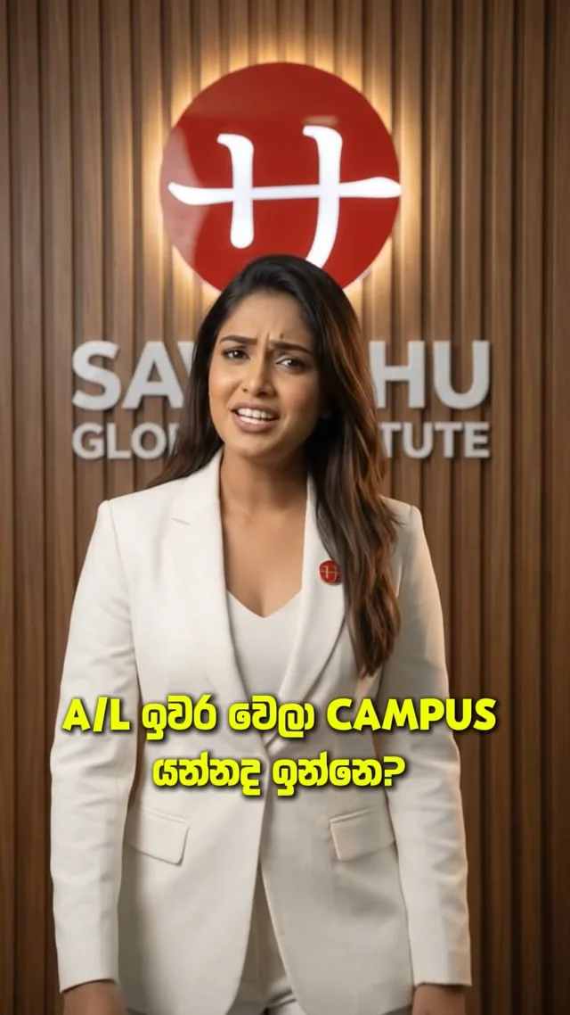 Presenter in a white suit at Savidhu Global Institute